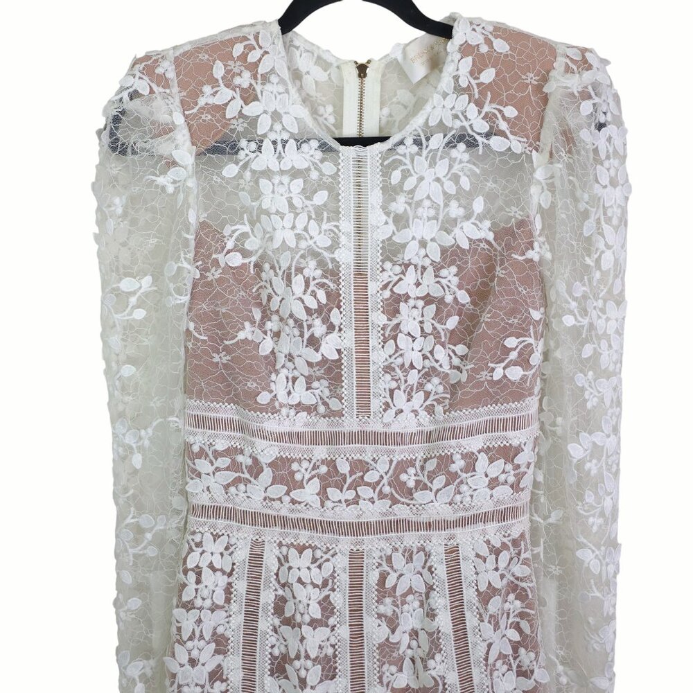 Bronx and Banco‎ Megan Midi Dress White Floral Embroidered Mesh Bridal Size XS - Picture 5 of 16